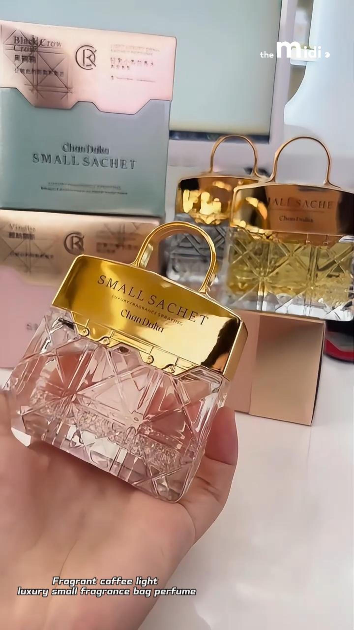 A portable fragrance product positioned as high-end