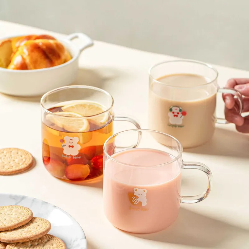 320ml Meet Bear Glass Handle Cup/Mixed