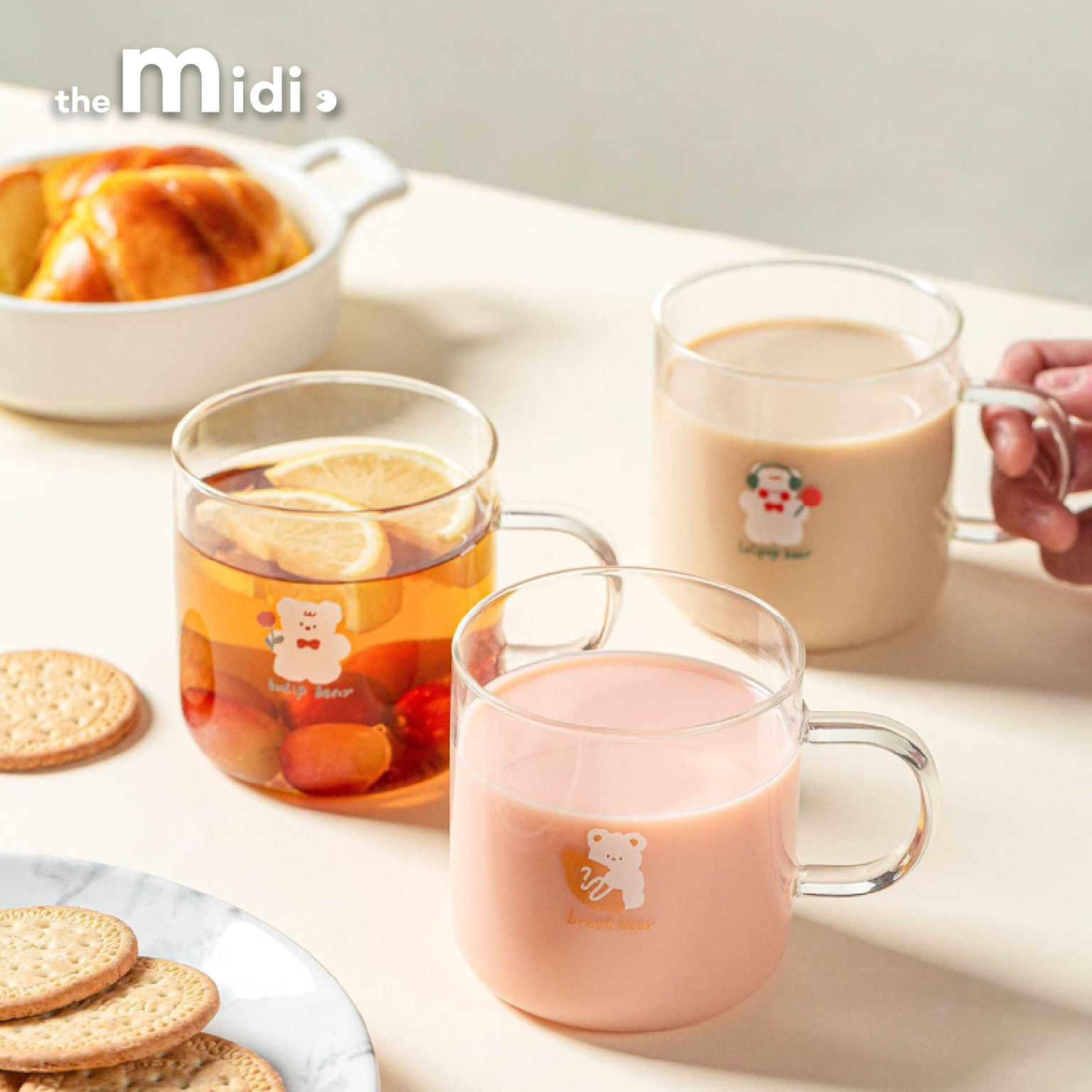 320ml Meet Bear Glass Handle Cup/Mixed