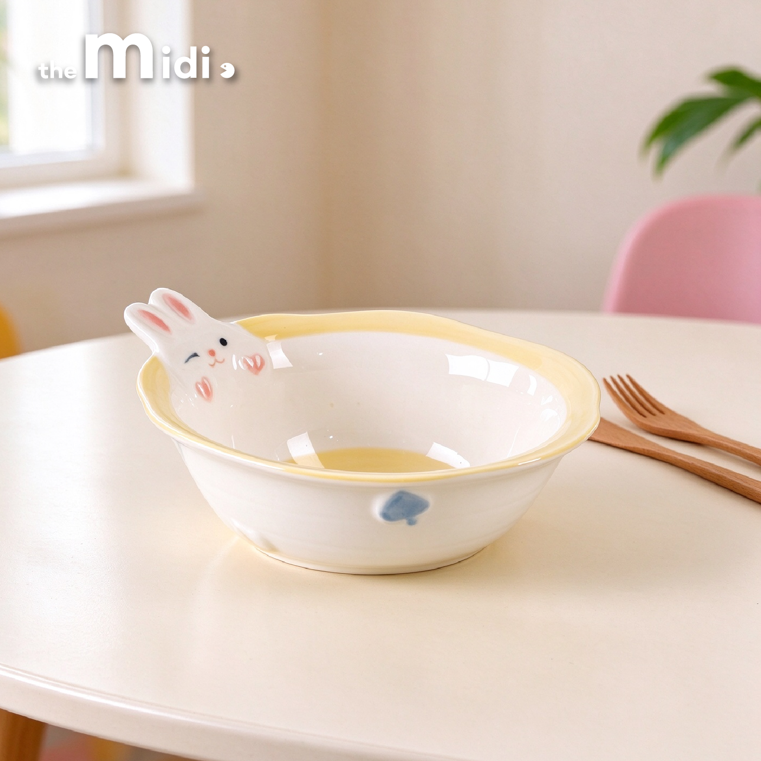 5-inch Yellow Bobo Rabbit Series Ceramic Bowl