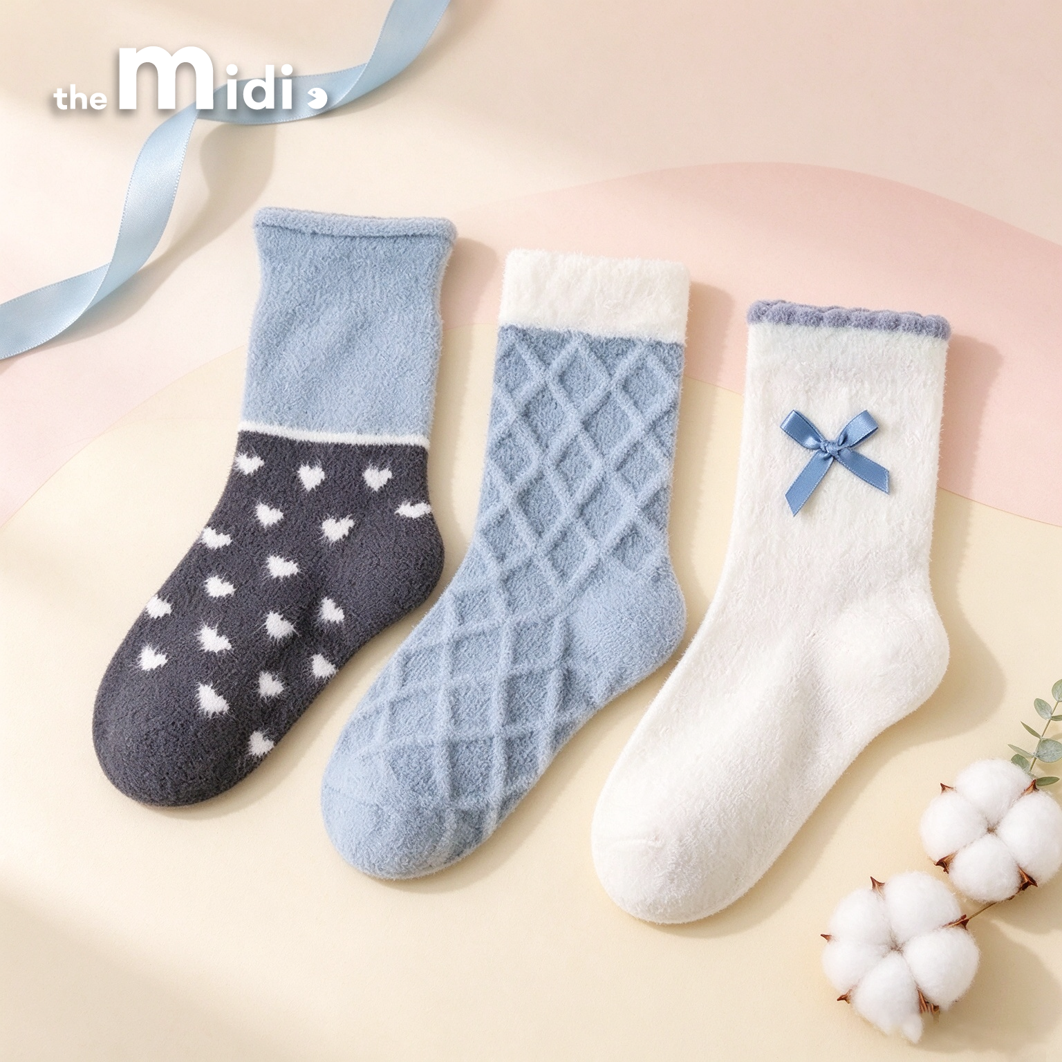 Blue-gray plush children's socks/mixed