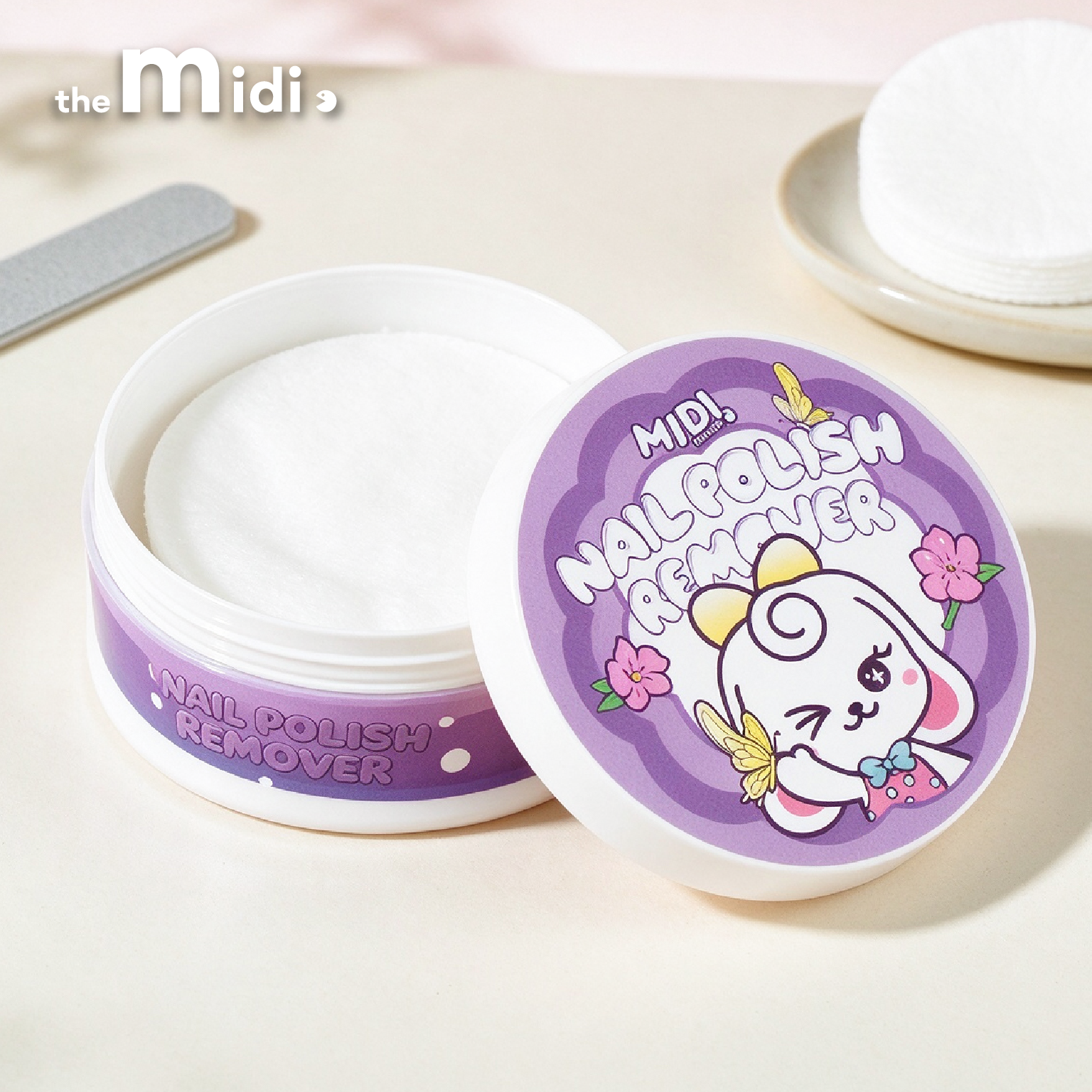 MIDI. Mimi Rabbit Fruit Nail Polish Remover Wipes/Lavender/40 Pieces